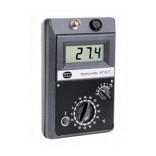 Gann Hydromette HT 85 T - miernik z wyświetlaczem LCD, gniazdami BNC i Pt100 oraz pokrętłem temperatury drewna