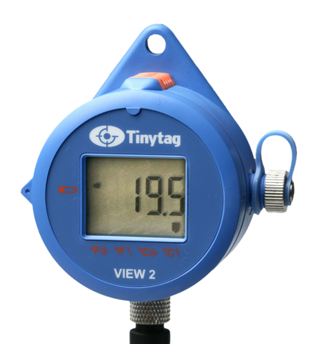 Tinytag View 2 TV-4510 – dwukanałowy rejestrator temperatury z wyświetlaczem LCD, wbudowanym czujnikiem i gniazdem na sondę zewnętrzną