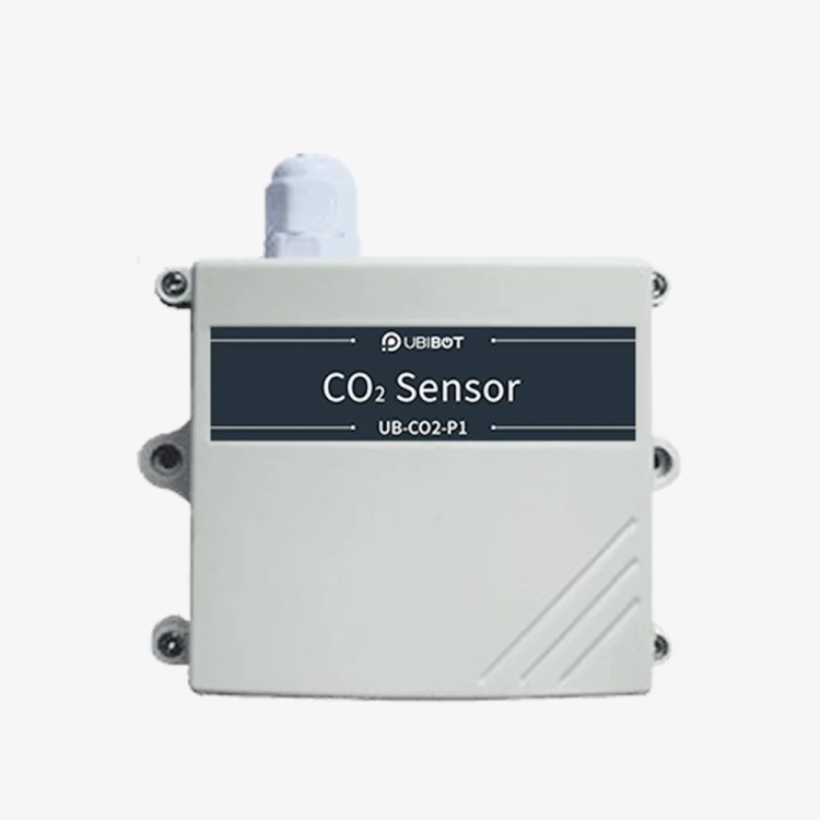 Sonda CO2 UbiBot UB-CO2-P1 – obudowa naścienna z dławnicą przewodu i tabliczką CO2 Sensor