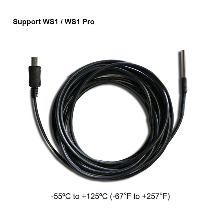 Sonda temperatury DS18B20 z wtyczką micro-USB do WS1 i WS1-Pro